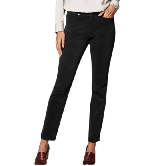j.jill Authentic Fit Slim-Leg Stretch Corduroy Pants in Black Size 12 - Picture 1 of 5